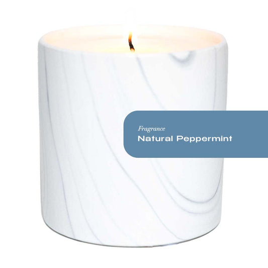 Natural Peppermint White Marble Candle 6oz