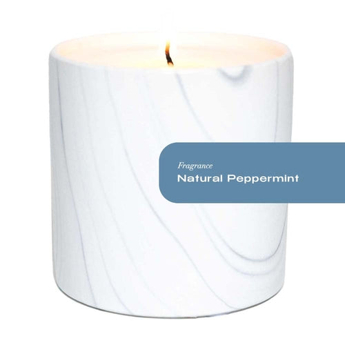 Natural Peppermint White Marble Candle 6oz
