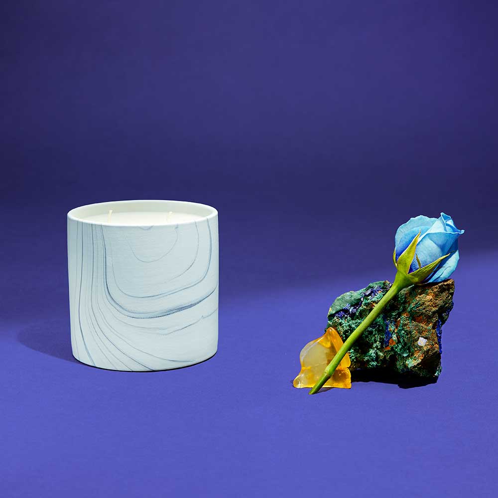 Midnight Soleil White Marble Candle 17oz