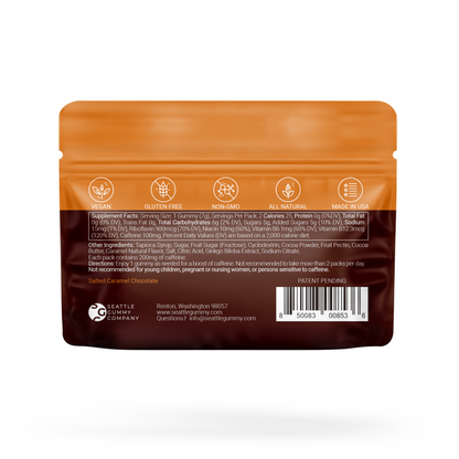 Mocca Shots Energy Gummies with Caffeine Salted Caramel (12-Pack/1 pack 4 days)