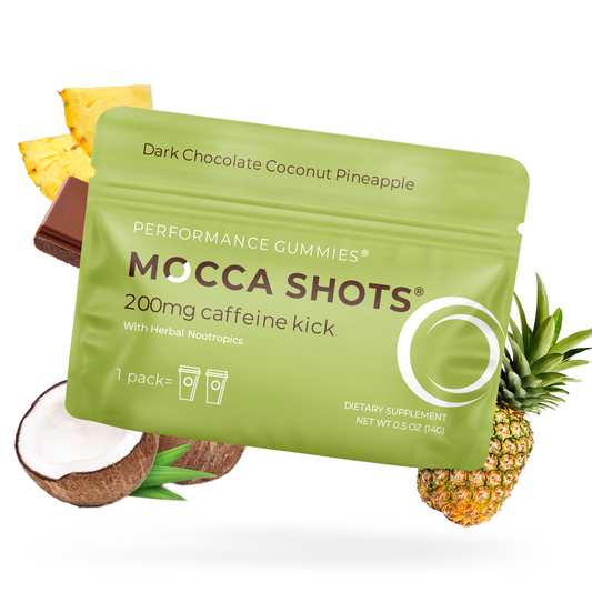 Mocca Shots Energy Gummies with Caffeine  Coconut Pineapple (12-Pack/1 pack 4 days)