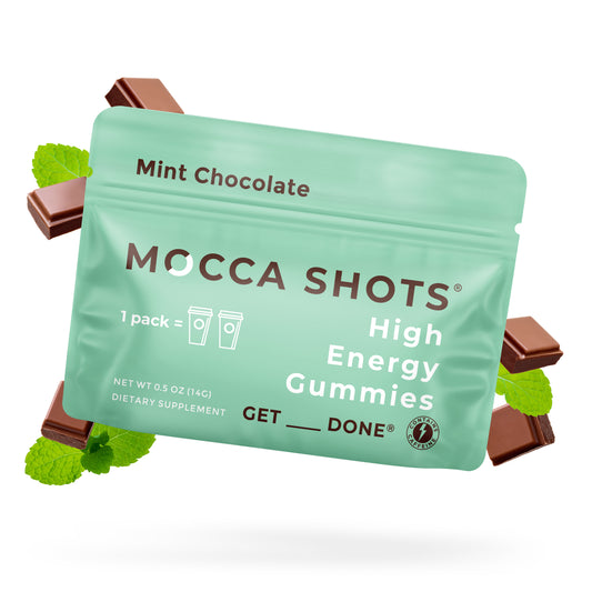 Mocca Shots Energy Gummies with Caffeine Mint Chocolate (12-Pack/1 pack 4 days)